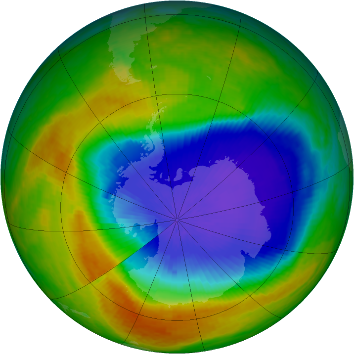 Antarctic ozone map for 21 October 2003